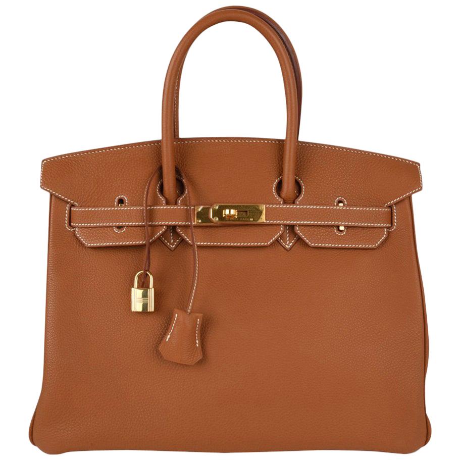 Hermes Birkin 35 Bag Gold Togo Gold Hardware Iconic CLassic