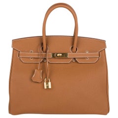 Hermes Birkin 35 Tasche Gold Togo Gold Hardware Ikonischer Klassiker