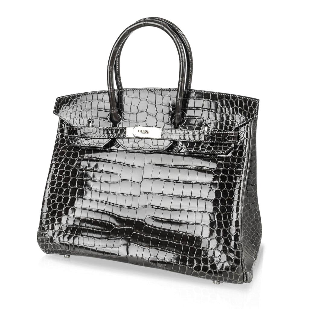 Women's Hermes Birkin 35 Bag Graphite Gray Porosus Crocodile Palladium Hardware Rare