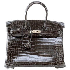 Hermes Birkin 35 Bag Graphite Gray Porosus Crocodile Palladium Pure Ch –  Mightychic