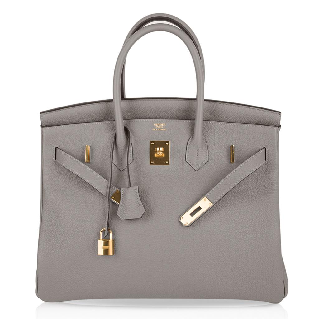 Women's Hermes Birkin 35 Bag Gris Asphalte Gold Hardware Togo Leather
