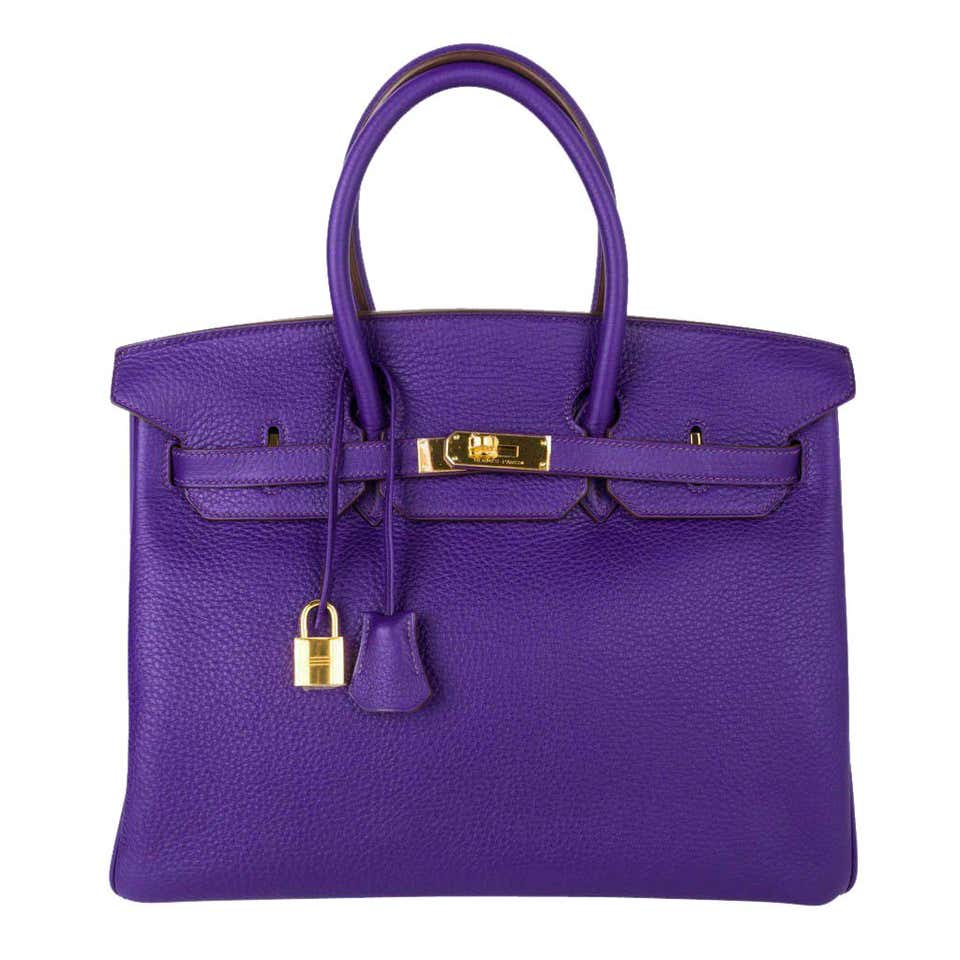Hermes Birkin 35 Bag HSS Purple Iris Bois de Rose Clemence Gold ...