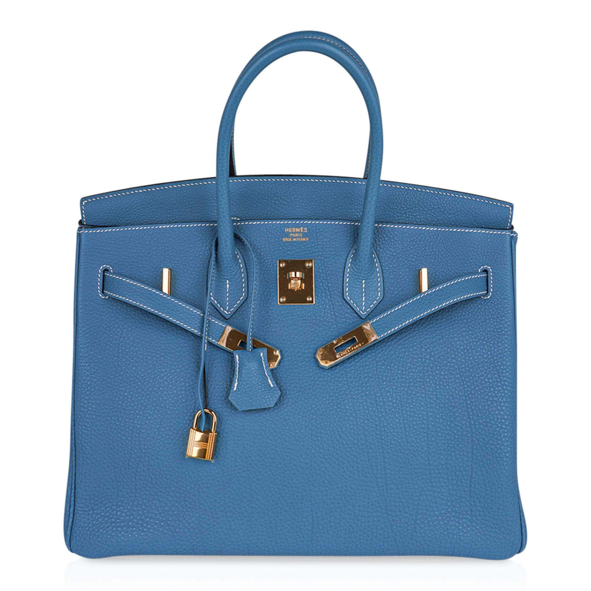 Hermes Birkin 35 Bag Iconic Blue Jean Togo Leather Gold Hardware New Rare 1