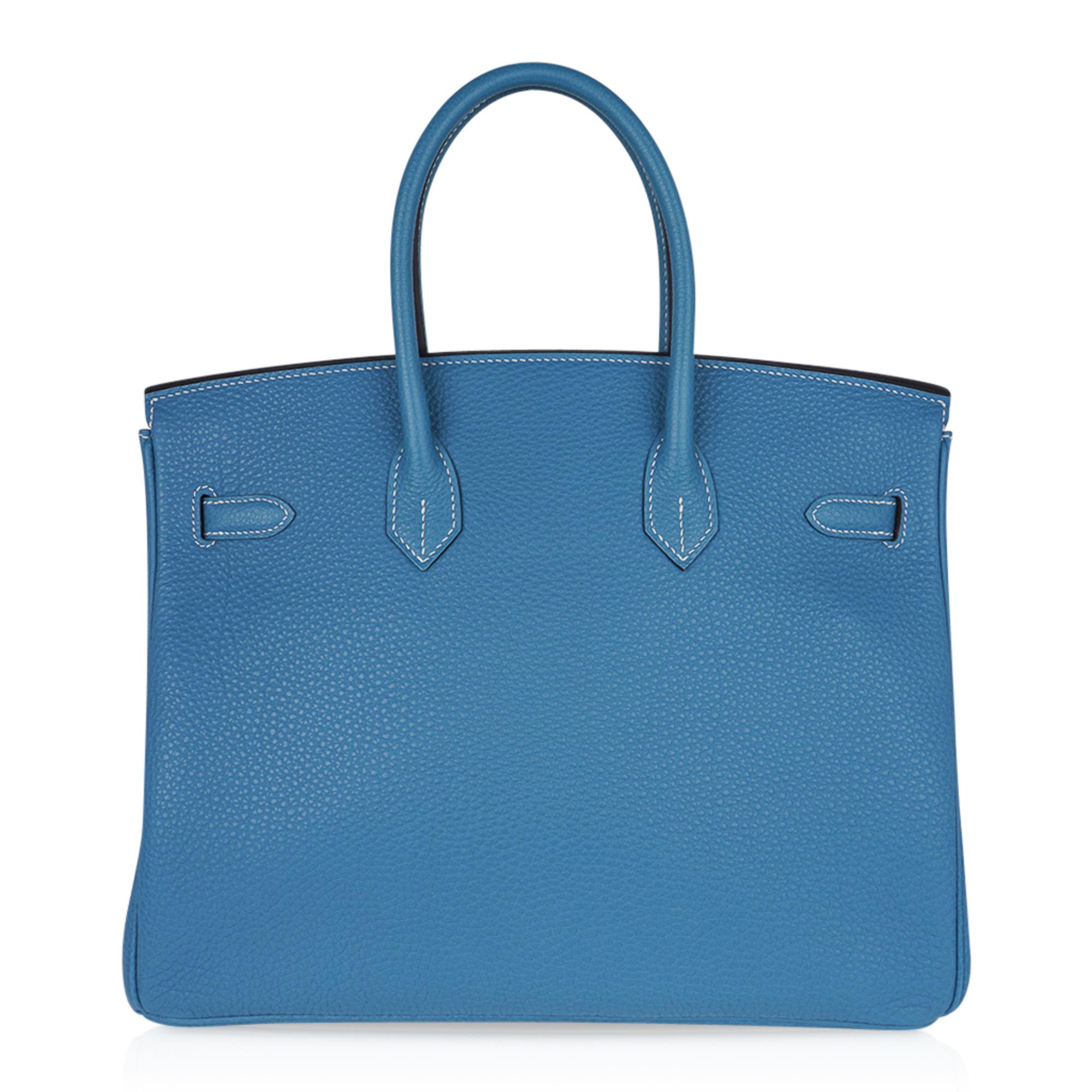 Hermes Birkin 35 Bag Iconic Blue Jean Togo Leather Gold Hardware New Rare 2