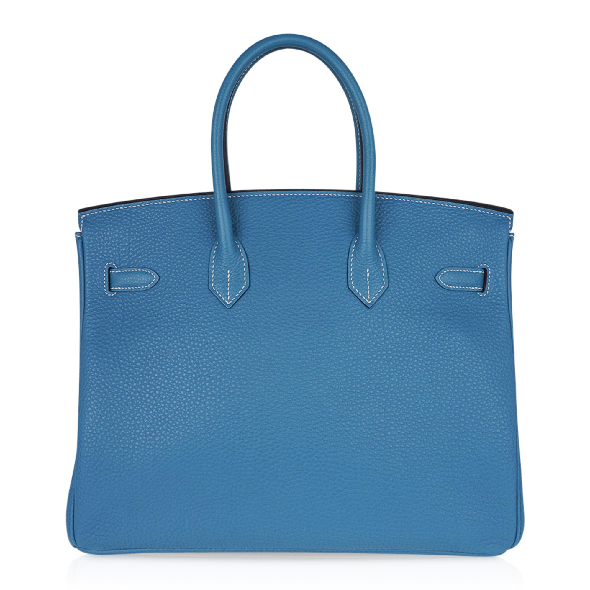 Hermès Birkin 35 Tasche Iconic Blau Jean Togo Leder Gold Hardware Neu Selten 5
