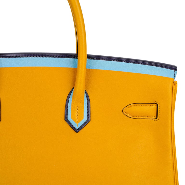 HERMÈS Birkin 35 handbag in Orange, Sanguine, Gold, Blue Hydra, Blue Lin  and Etain Clemence with Palladium hardware-Ginza Xiaoma – Authentic Hermès  Boutique