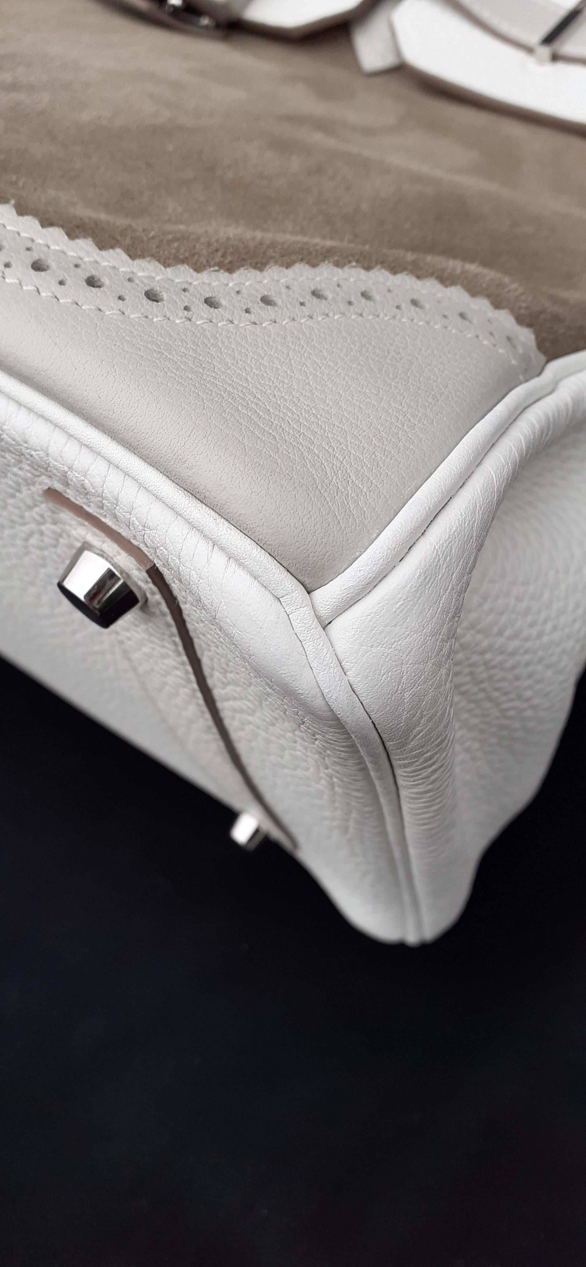 Hermès Birkin 35 Sac Limited Edition Ghillies Grizzly Doblis Grey White Caillou Pour femmes en vente