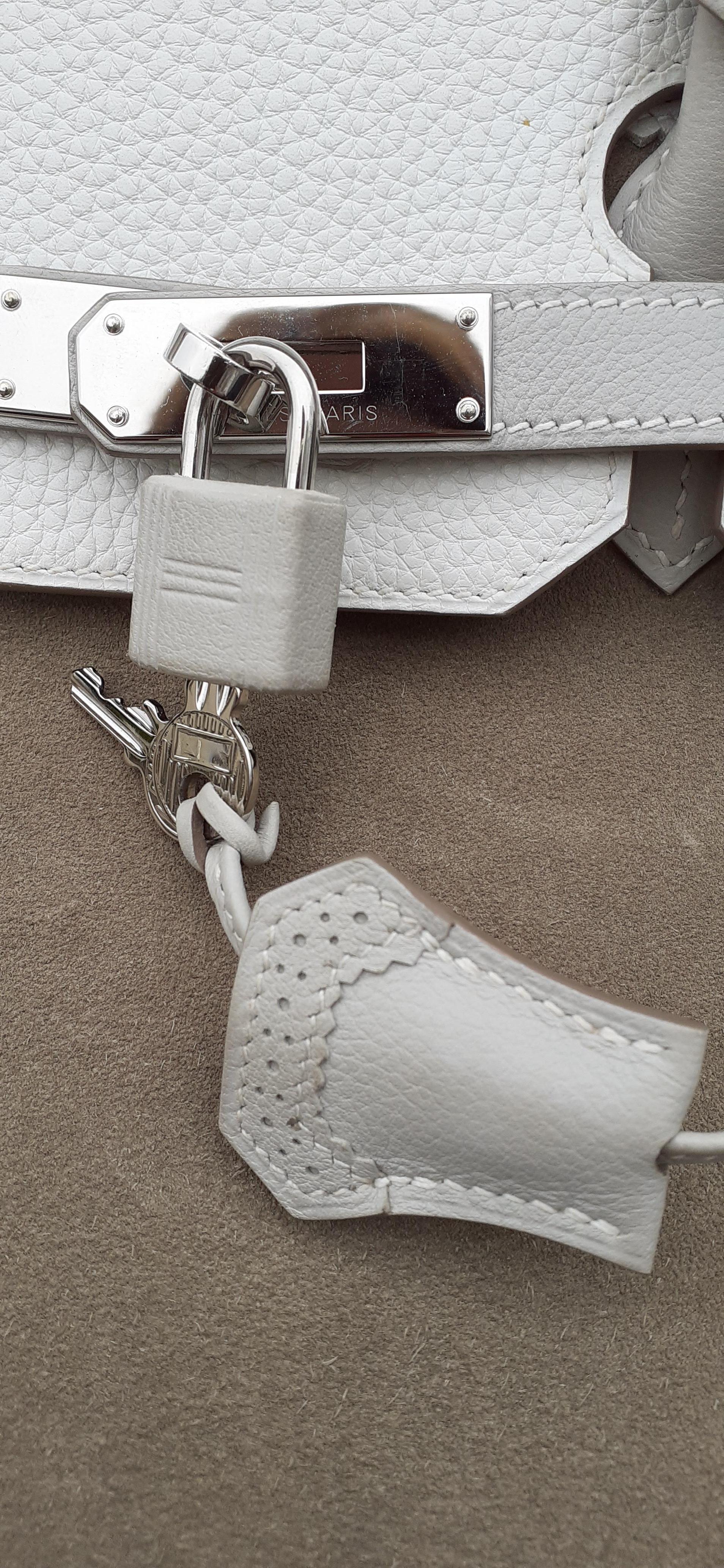 Hermès Birkin 35 Sac Limited Edition Ghillies Grizzly Doblis Grey White Caillou en vente 4
