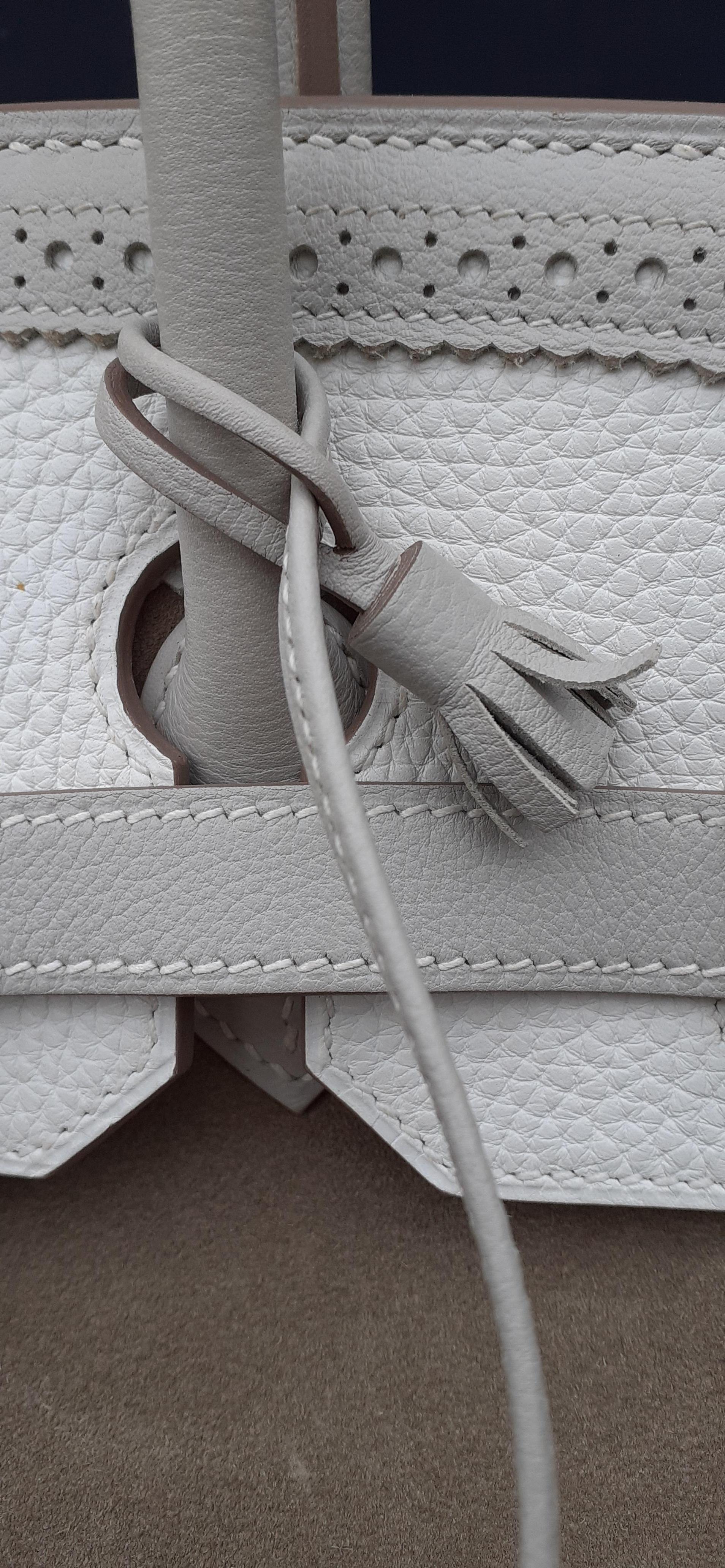 Hermès Birkin 35 Bag Limited Edition Ghillies Grizzly Doblis Grey White Caillou For Sale 2