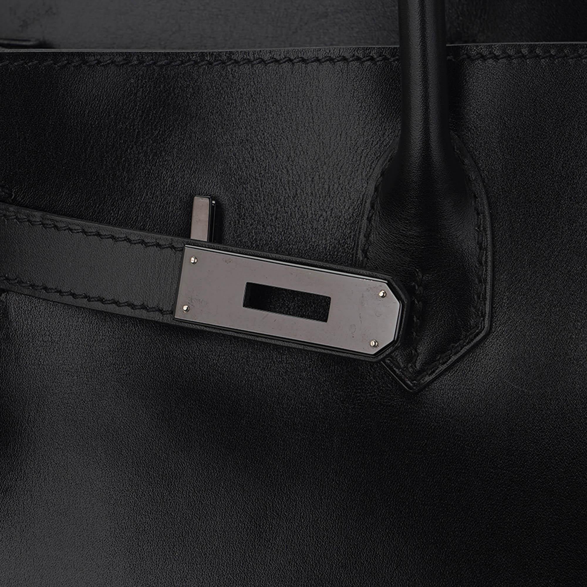 Hermes Birkin 35 Bolso Edición Limitada Tan Negro Caja Piel en venta 6