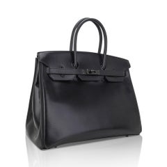 Hermes Birkin 35 Bolso Edición Limitada Tan Negro Caja Piel