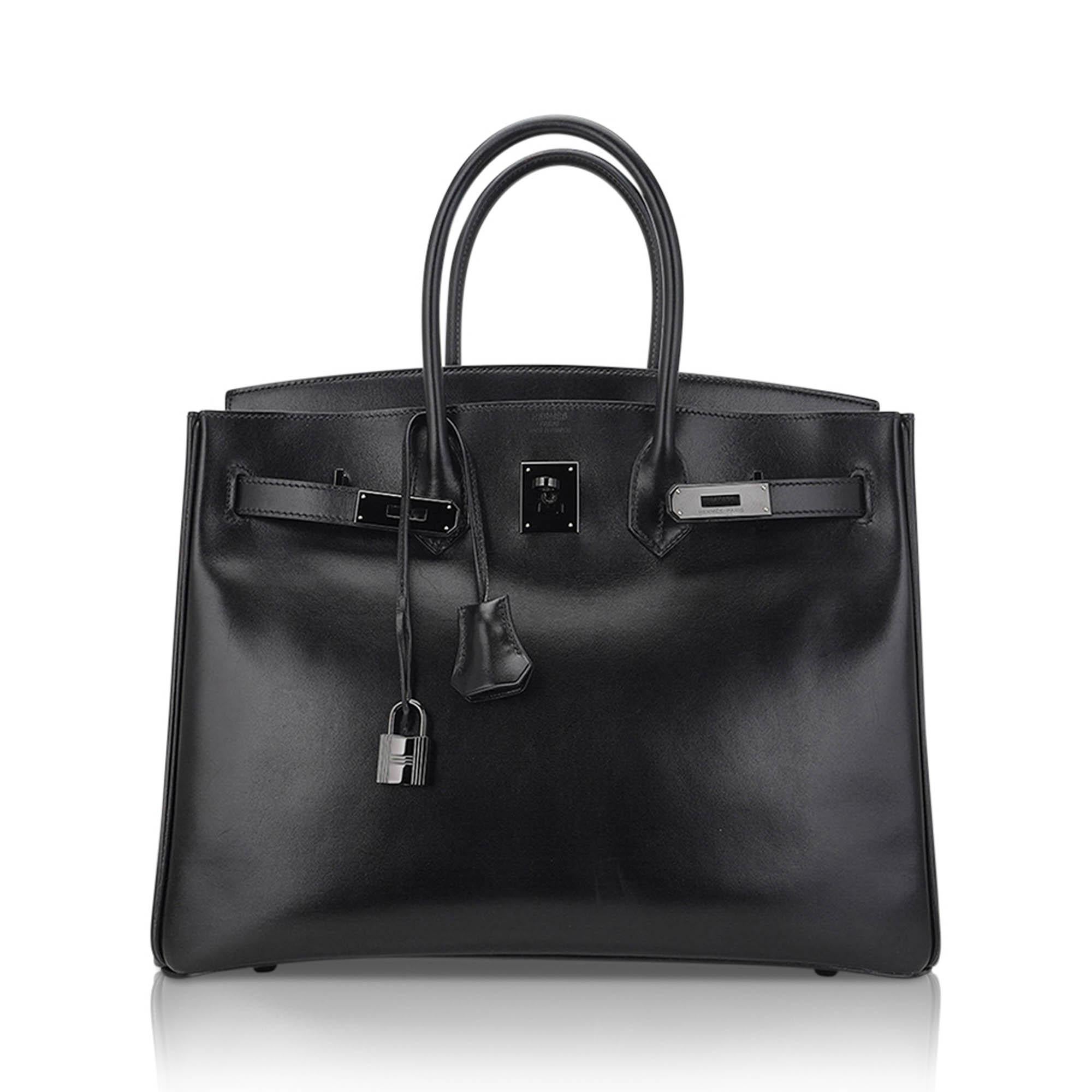 Hermes Birkin 35 Bolso Edición Limitada Tan Negro Caja Piel en Excelente estado para la venta en Miami, FL