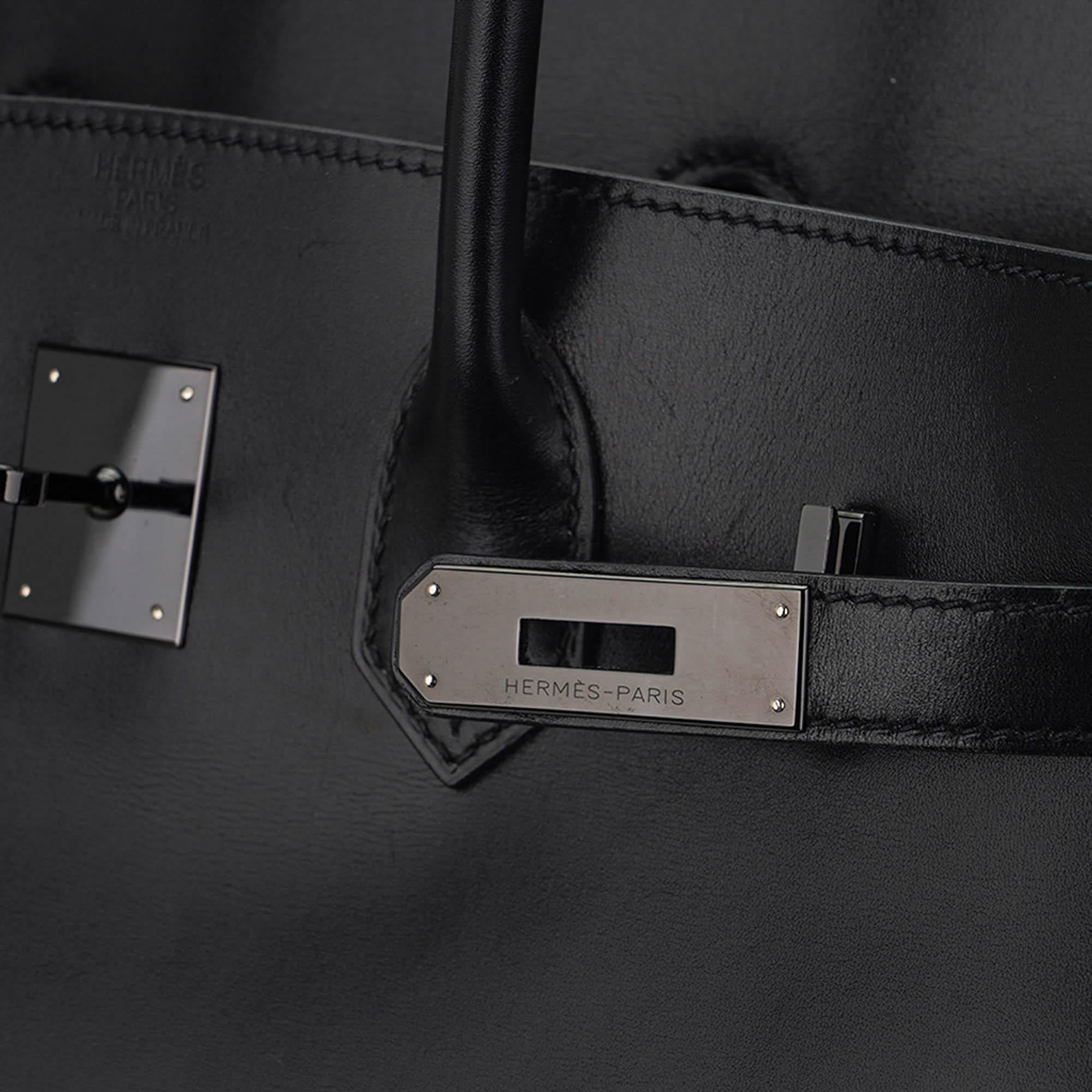 Hermes Birkin 35 Bolso Edición Limitada Tan Negro Caja Piel en venta 1
