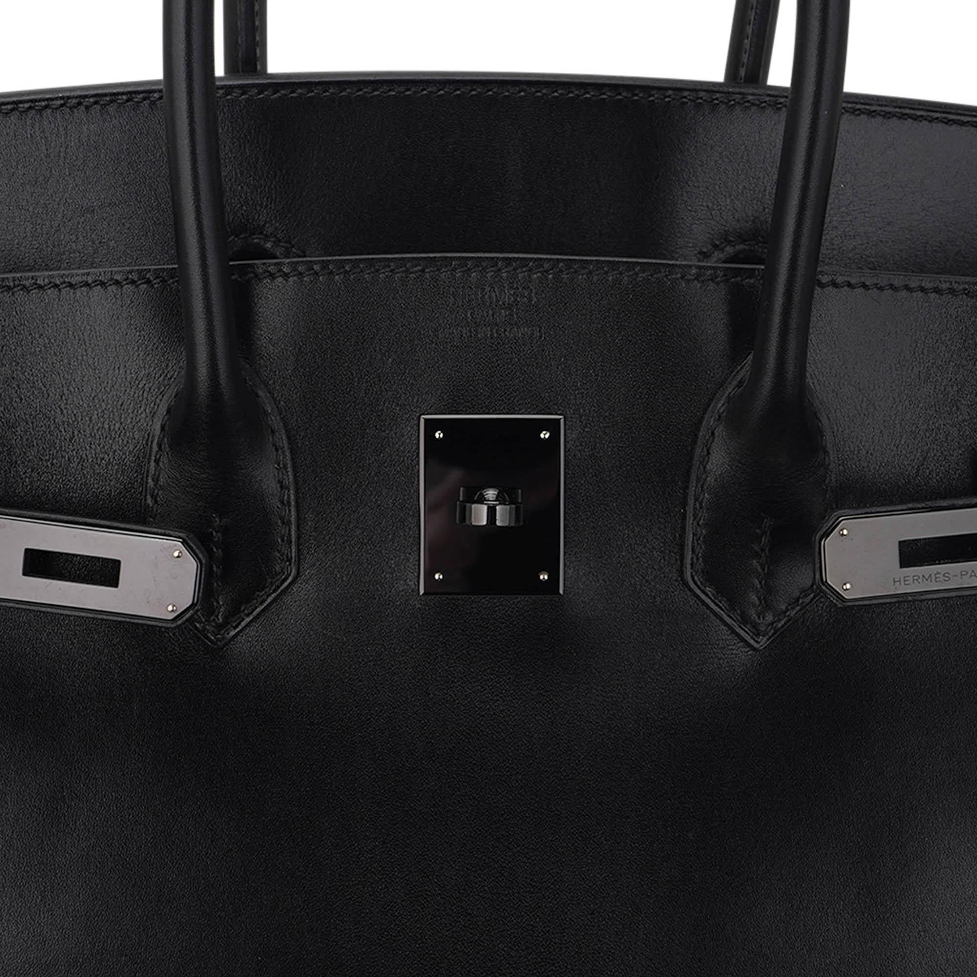Hermes Birkin 35 Bolso Edición Limitada Tan Negro Caja Piel en venta 4