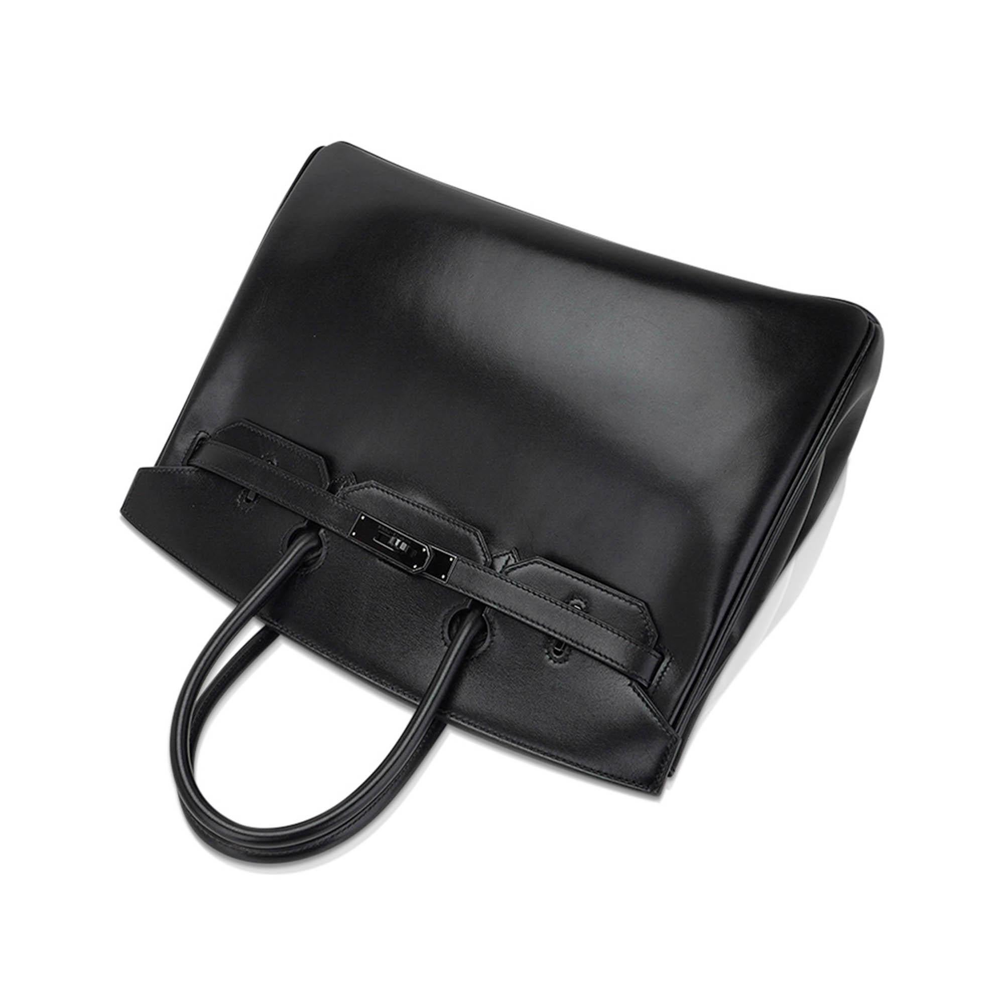 Hermes Birkin 35 Bolso Edición Limitada Tan Negro Caja Piel en venta 5