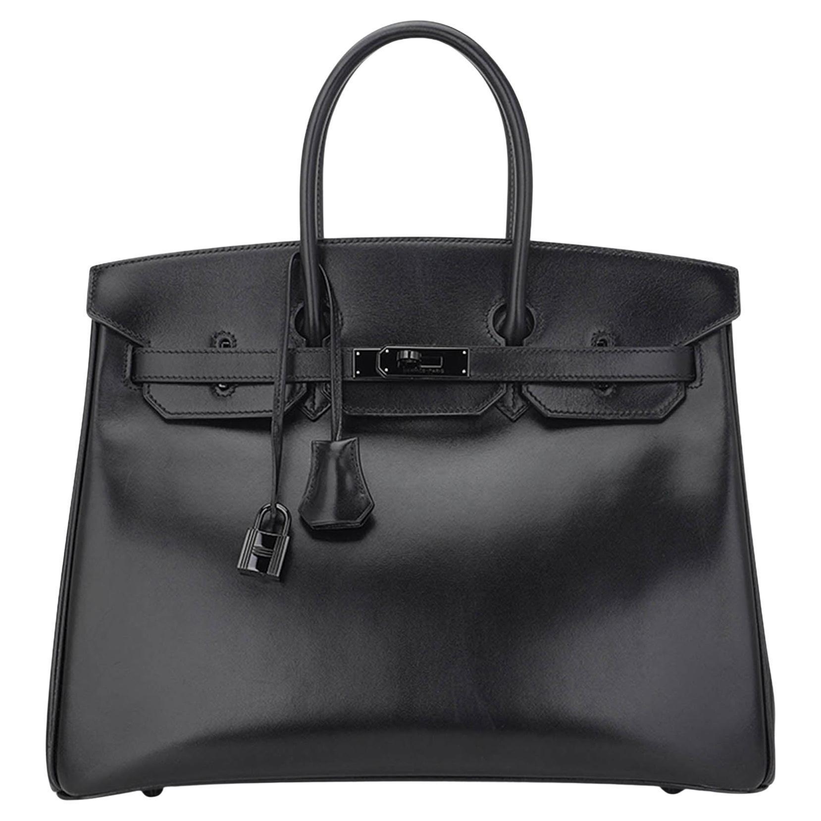 Hermes Birkin 35 Bolso Edición Limitada Tan Negro Caja Piel en venta