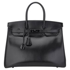 Hermes Birkin 35 Bag Limited Edition So Black Box Leather