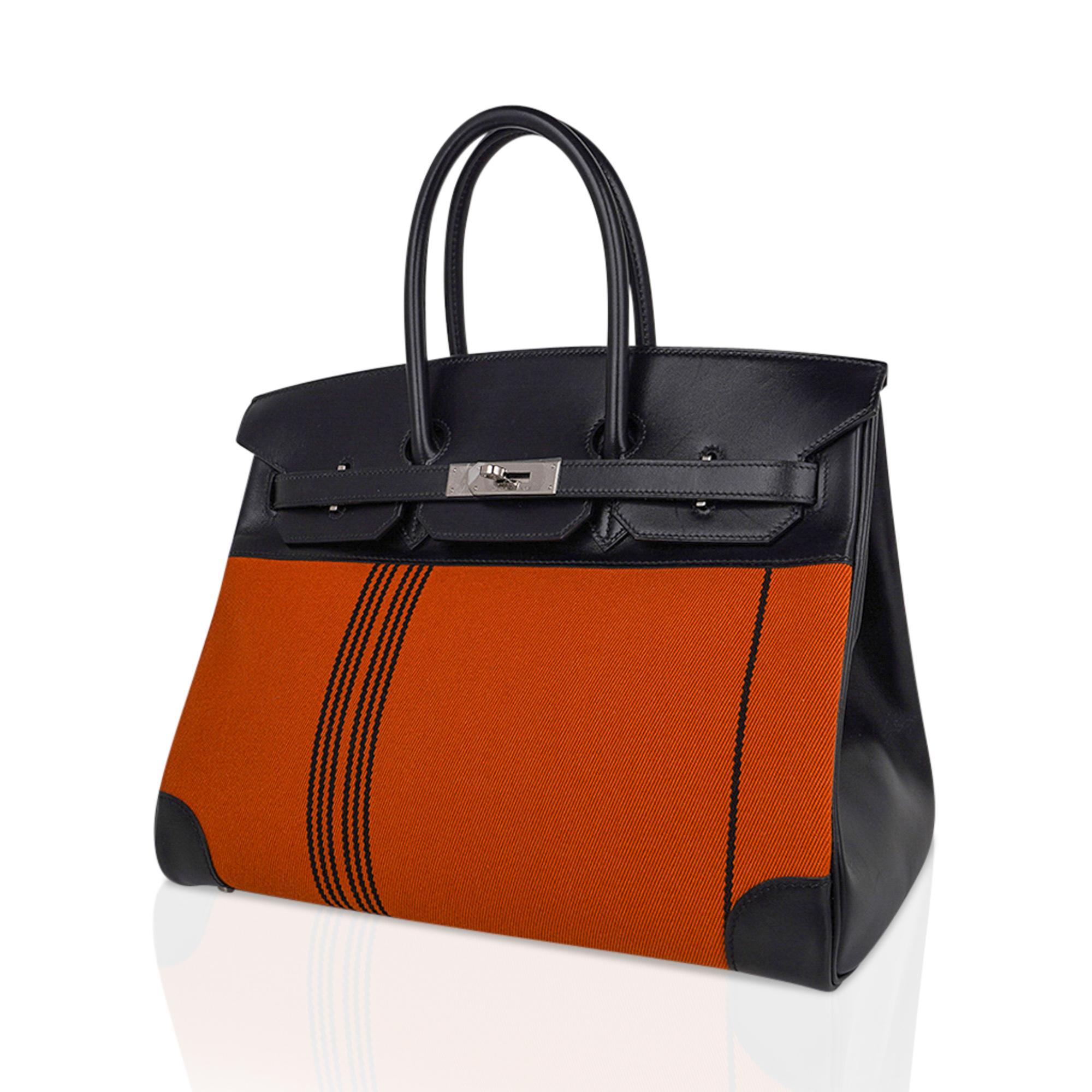black and orange birkin bag