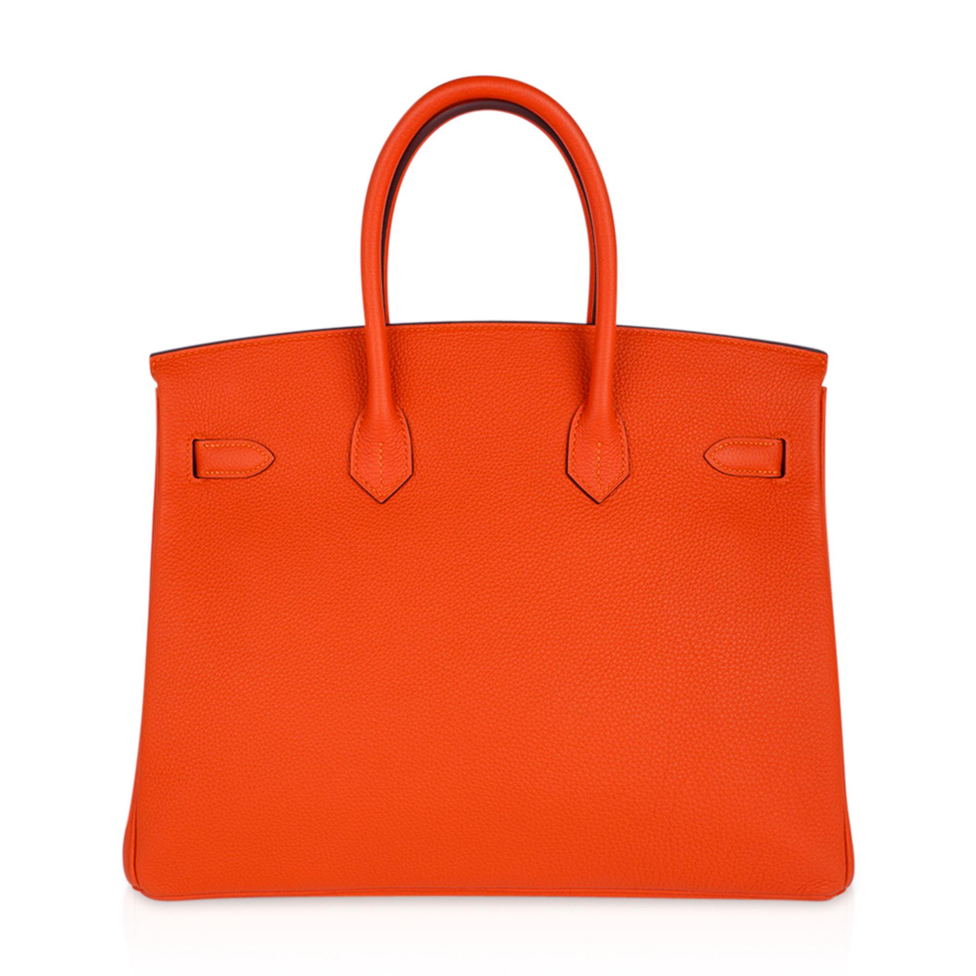 Hermes Birkin 35 Bag Rare Feu Orange Togo Gold Hardware 2