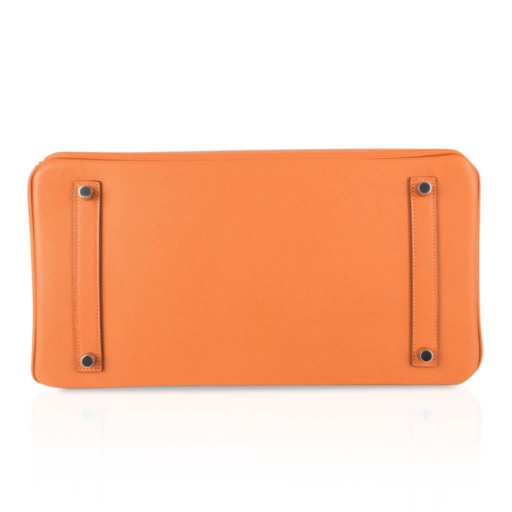 Hermes Birkin 35 Bag Rare H Orange Epsom Palladium Hardware 6