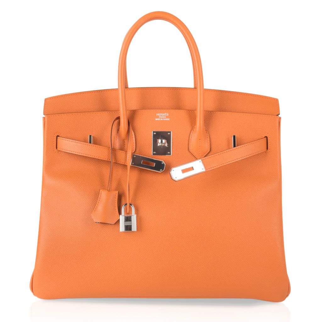 Hermes Birkin 35 Bag Rare H Orange Epsom Palladium Hardware 4