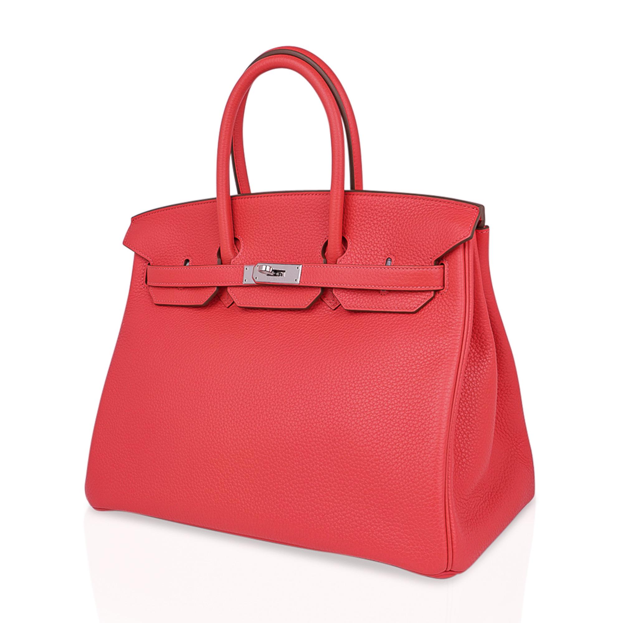 Women's Hermes Birkin 35 Rose Jaipur Pink Bag Clemence Leather Palladium Hardware  For Sale