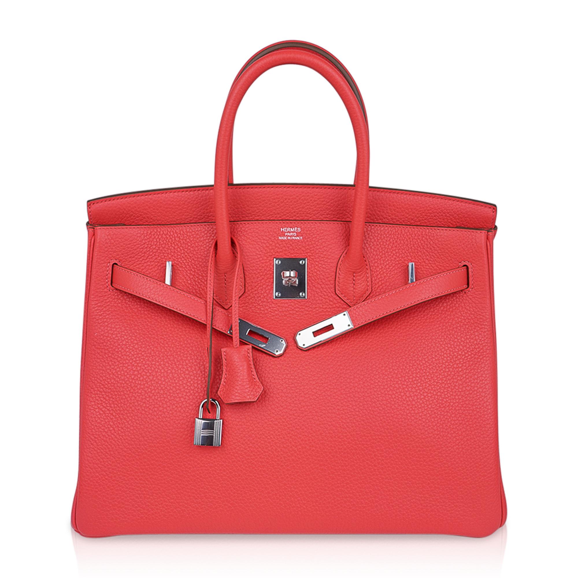 Hermes Birkin 35 Rose Jaipur Pink Bag Clemence Leather Palladium Hardware  In New Condition For Sale In Miami, FL
