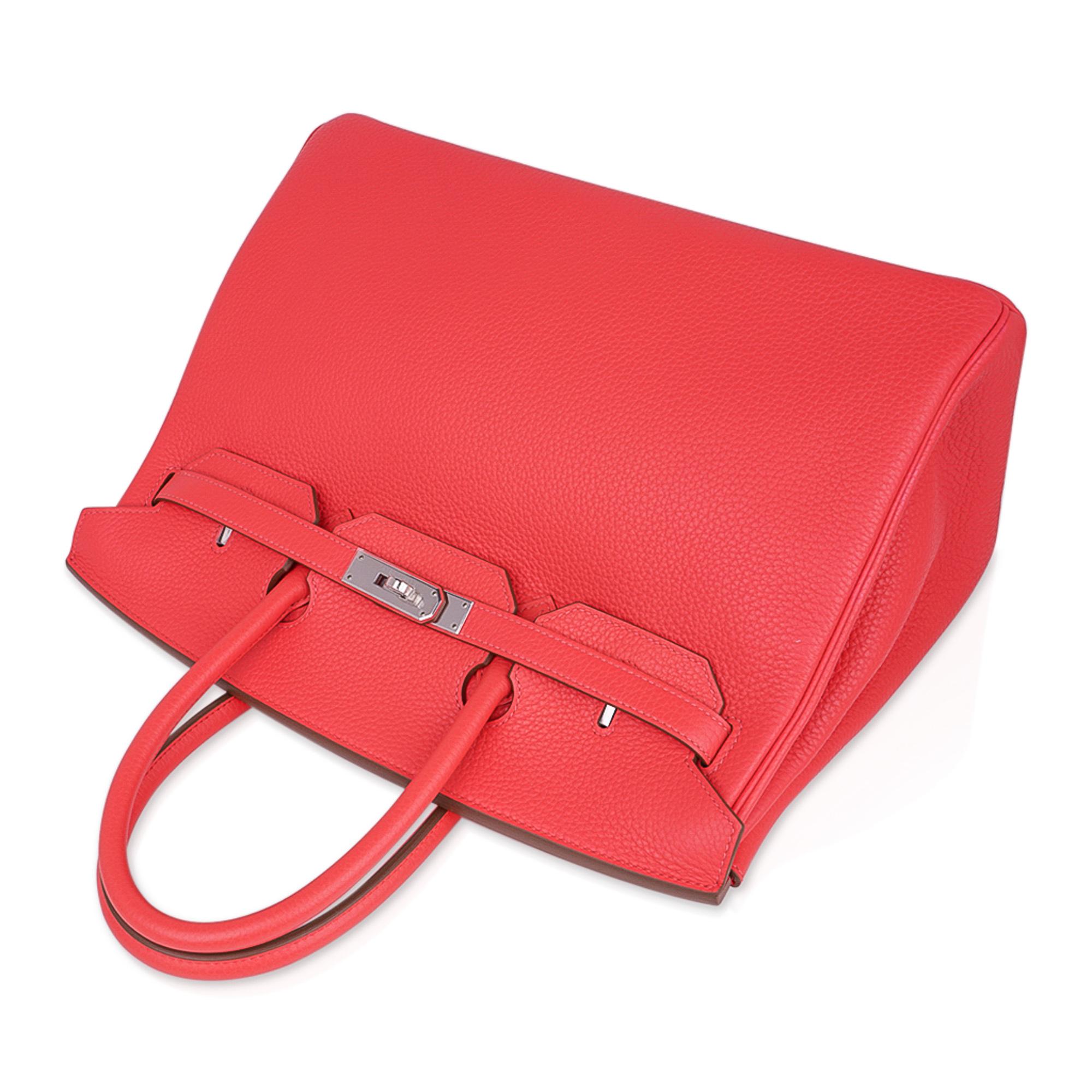 Hermes Birkin 35 Rose Jaipur Pink Bag Clemence Leather Palladium Hardware In New Condition For Sale In Miami, FL