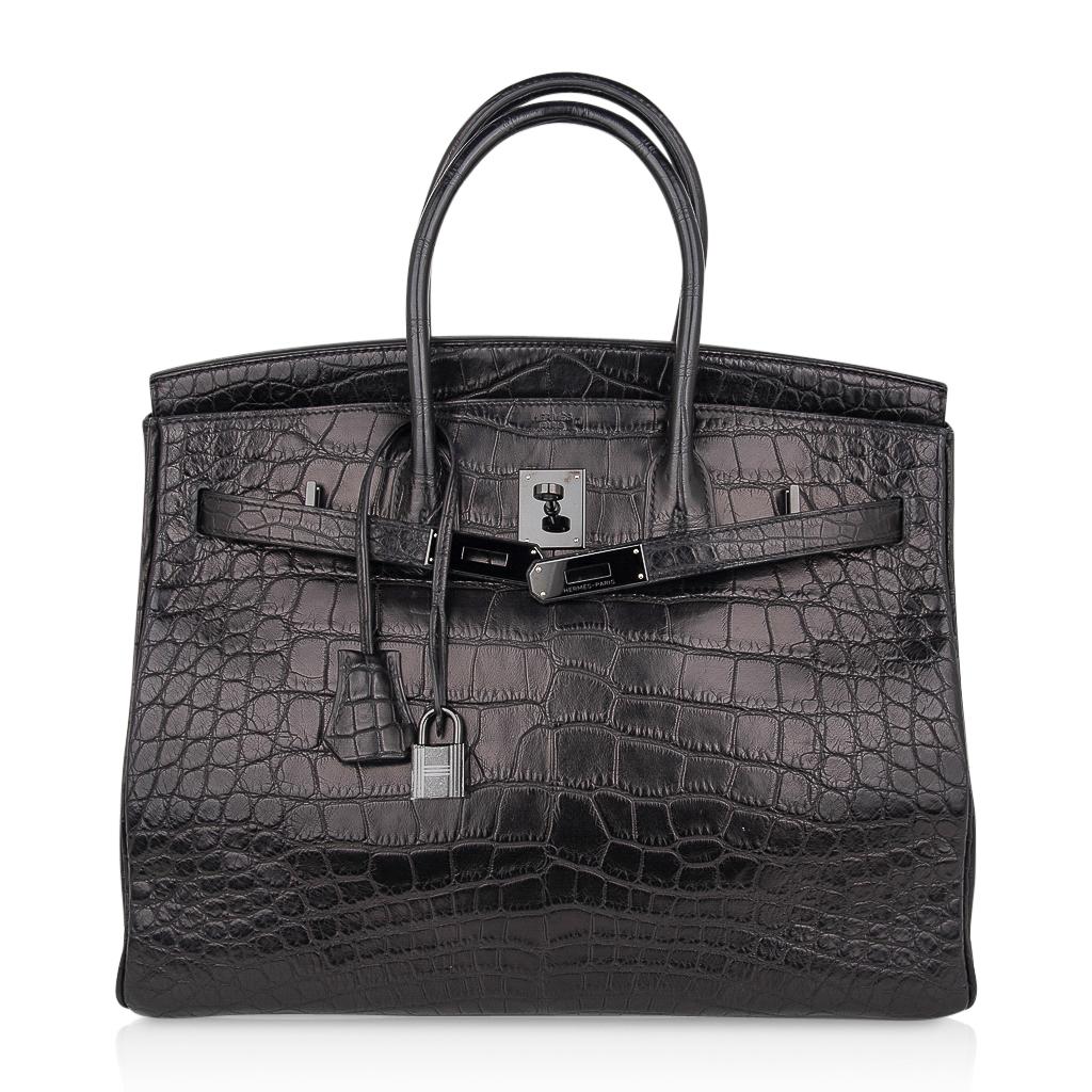 Hermes Birkin 35 Bag So Black Limited Edition Matte Black Alligator 1
