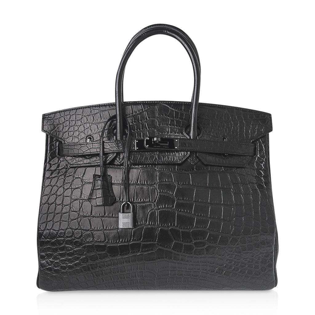 Hermes Birkin 35 Bag So Black Limited Edition Matte Black Alligator 2