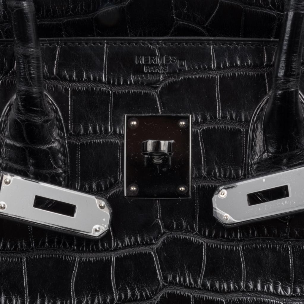 Women's Hermes Birkin 35 Bag So Black Matte Alligator Black Hardware Limited Edition