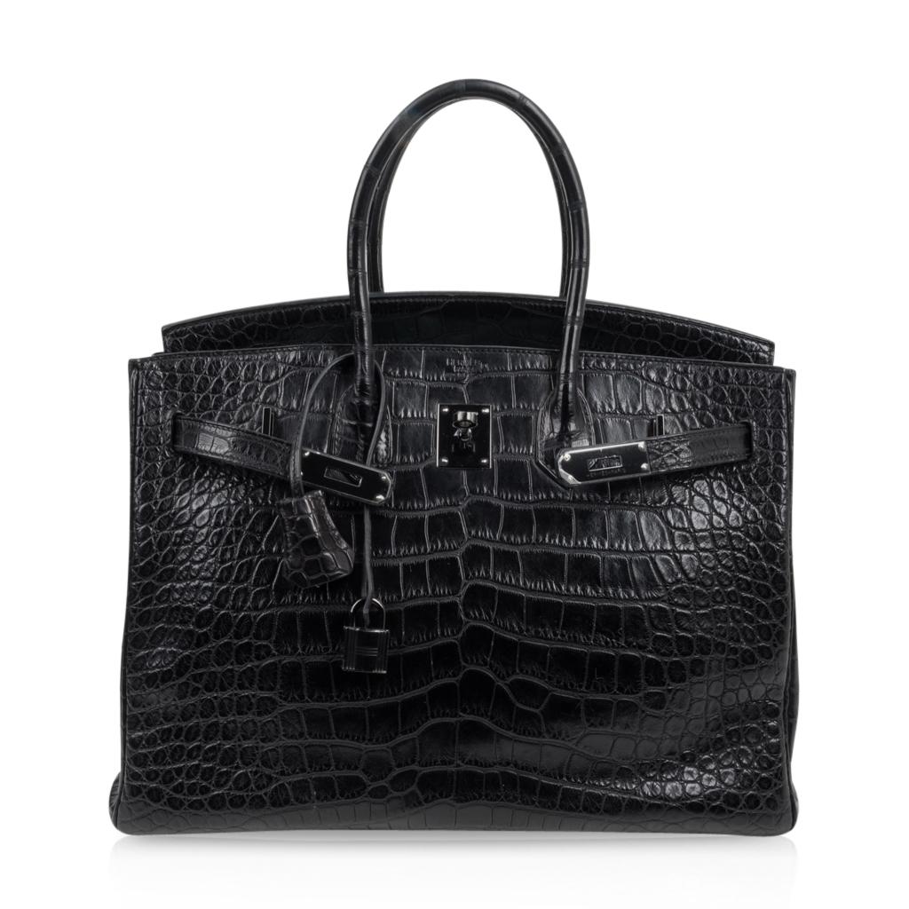Hermes Birkin 35 Bag So Black Matte Alligator Black Hardware Limited Edition 1