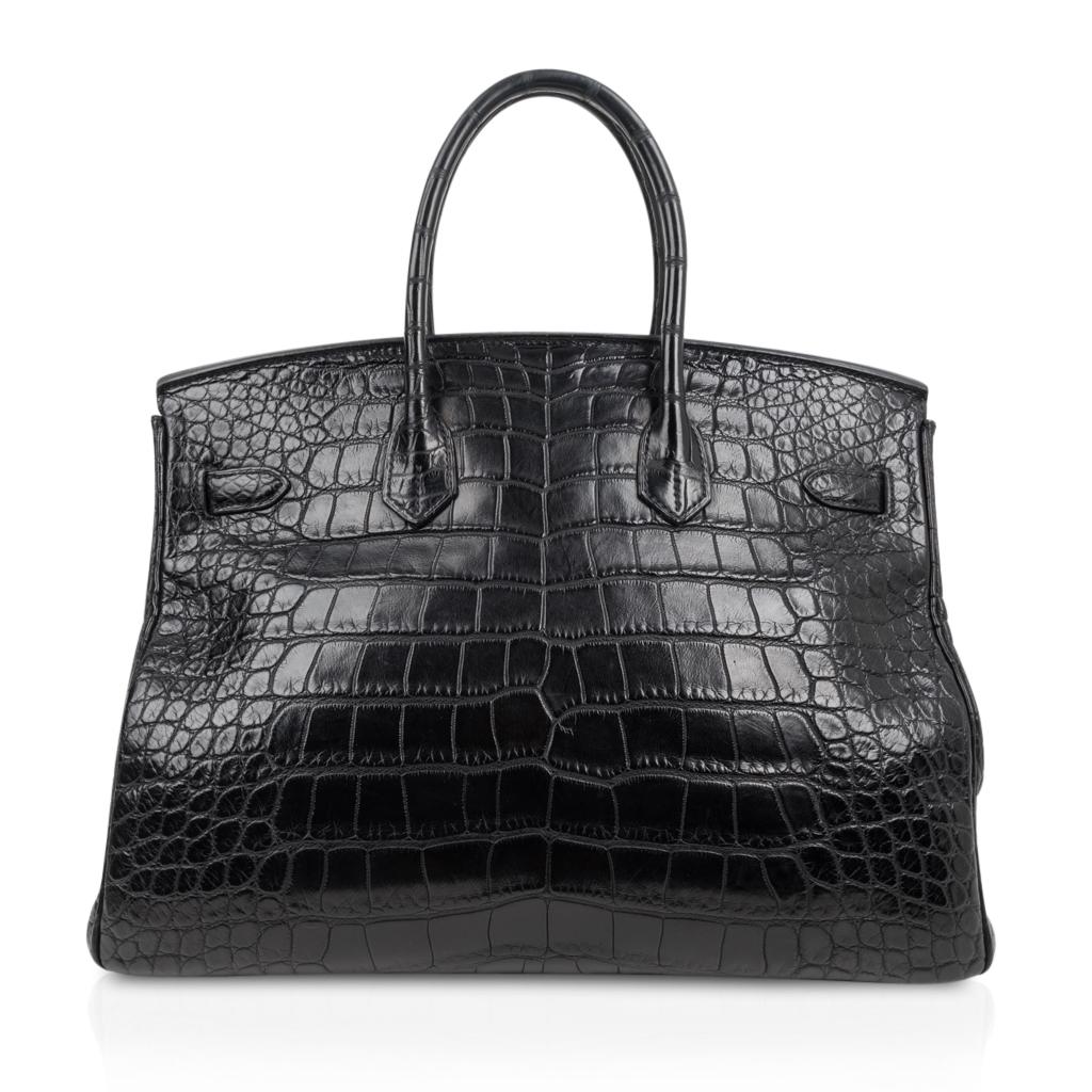 Hermes Birkin 35 Bag So Black Matte Alligator Black Hardware Limited Edition 2