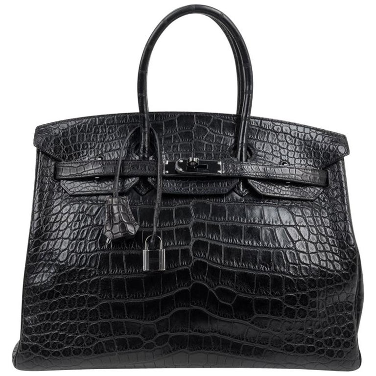 Hermes Birkin 35 Bag So Black Matte Alligator Black Hardware Limited ...