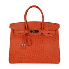 Lot - Hermes Caramel Ostrich Leather 35cm Birkin Bag