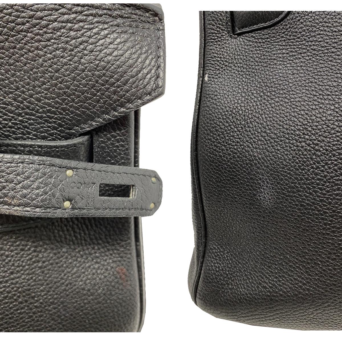 Hermes Birkin 35 Bag Togo Black Leather Palladium Hardware Top Handle Handbag  For Sale 5