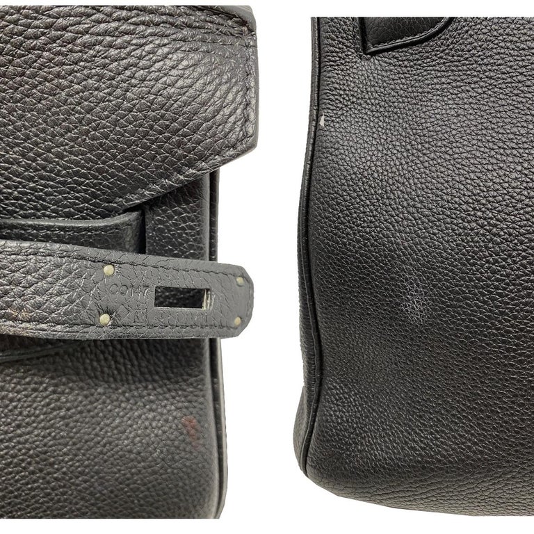 Hermes Birkin 35 Bag Togo Black Leather Palladium Hardware Top Handle Handbag  For Sale 8