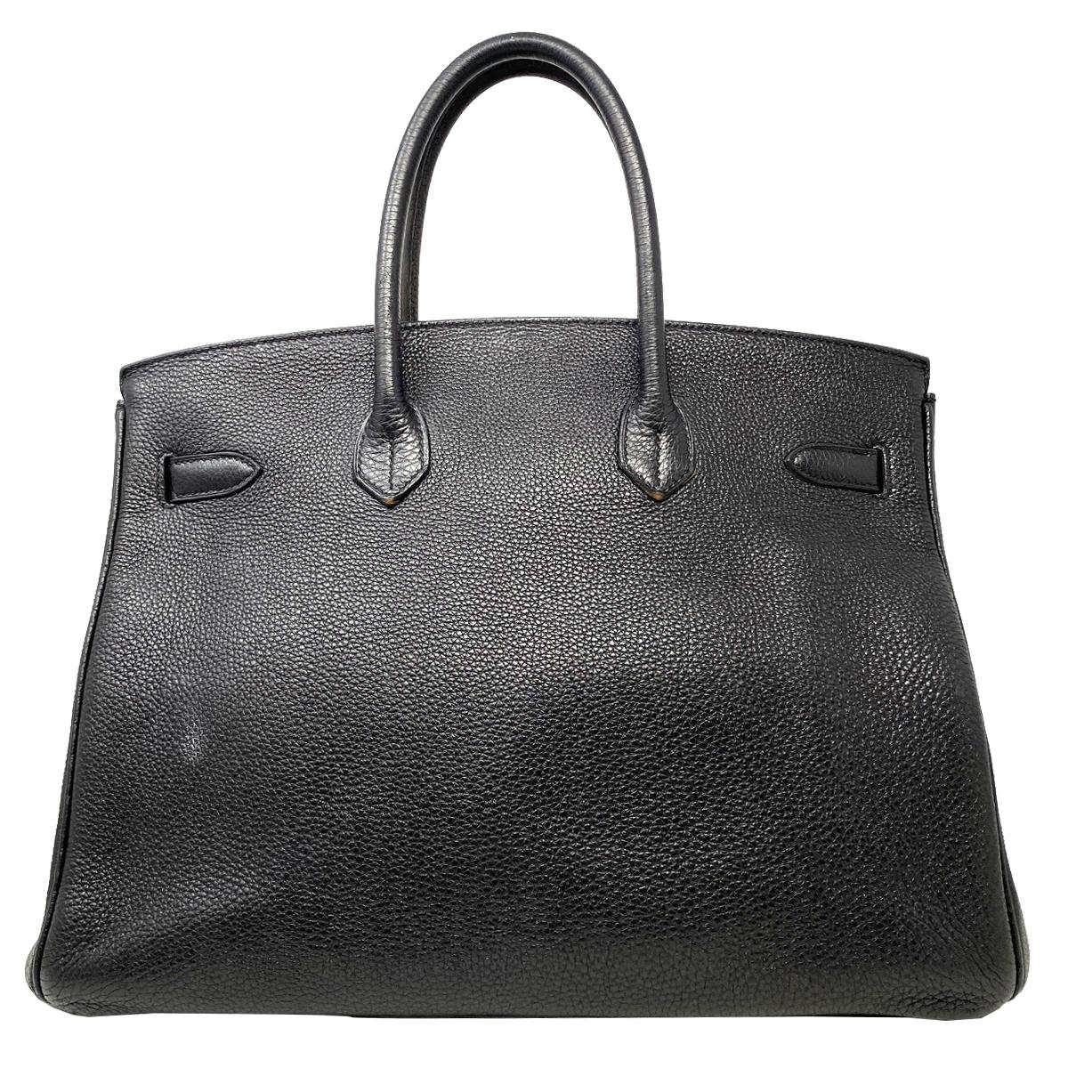 Company-Hermes 
Model-Hermes Birkin 35 Bag Togo Black Leather Palladium Hardware Top Handle Handbag 
Color-Black
Date Code-CO147
Material-Black Togo Leather 
Measurements-14