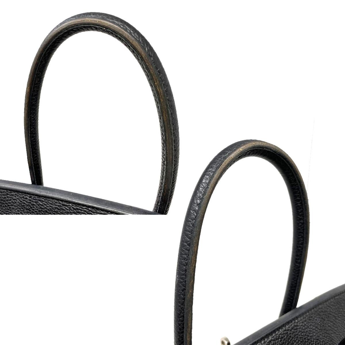 Women's Hermes Birkin 35 Bag Togo Black Leather Palladium Hardware Top Handle Handbag  For Sale