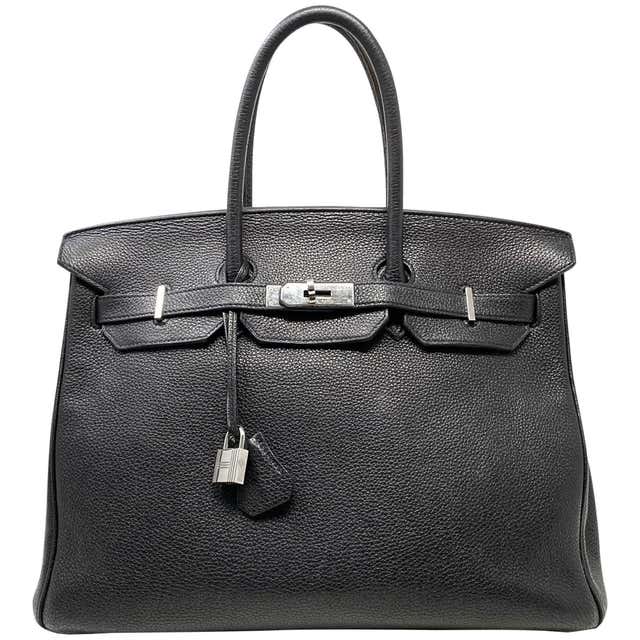 Hermes Birkin 35 Bag Togo Black Leather Palladium Hardware Top Handle ...