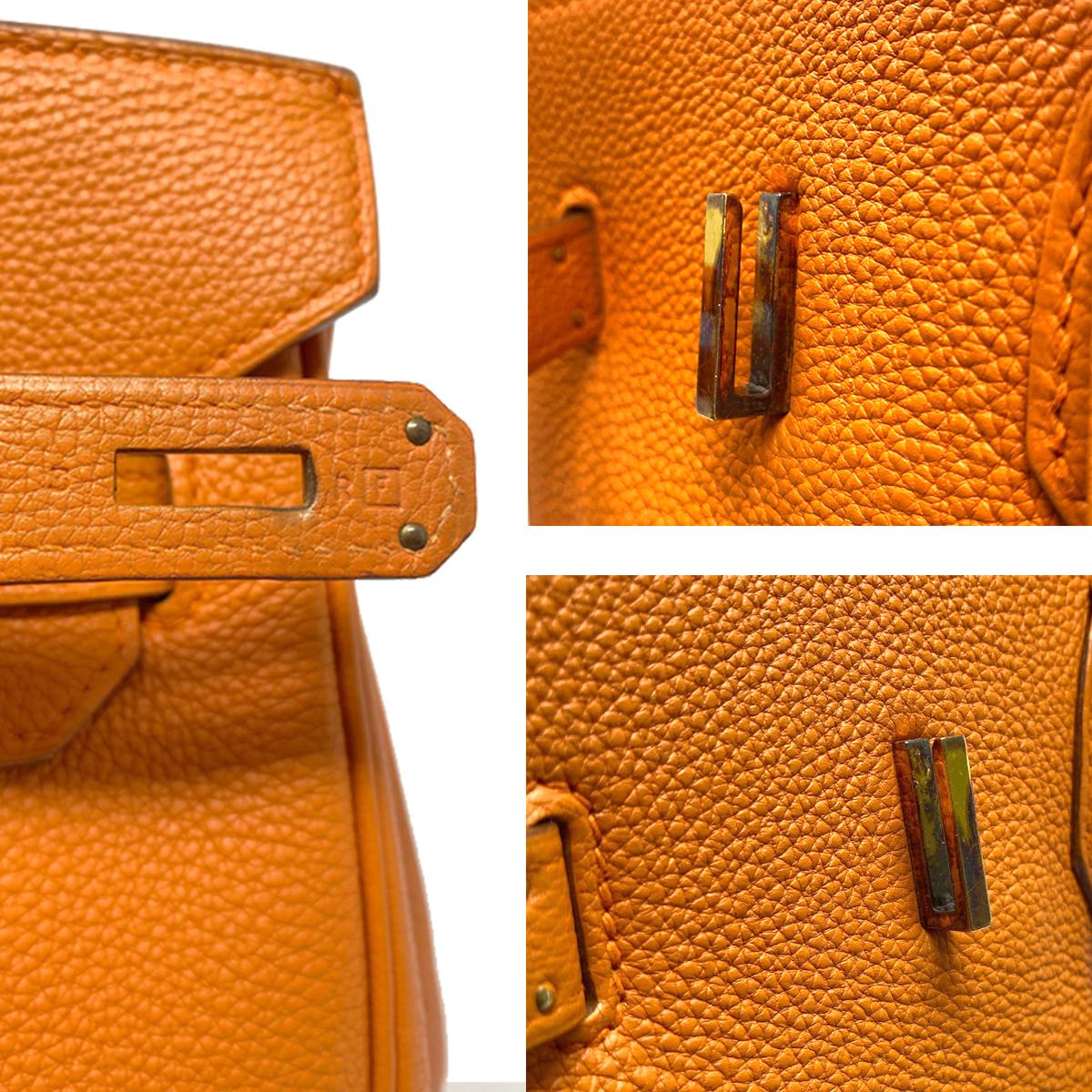 Hermes Birkin 35 Bag Togo Orange Leather GHW Top Handle Handbag In Good Condition For Sale In Boca Raton, FL