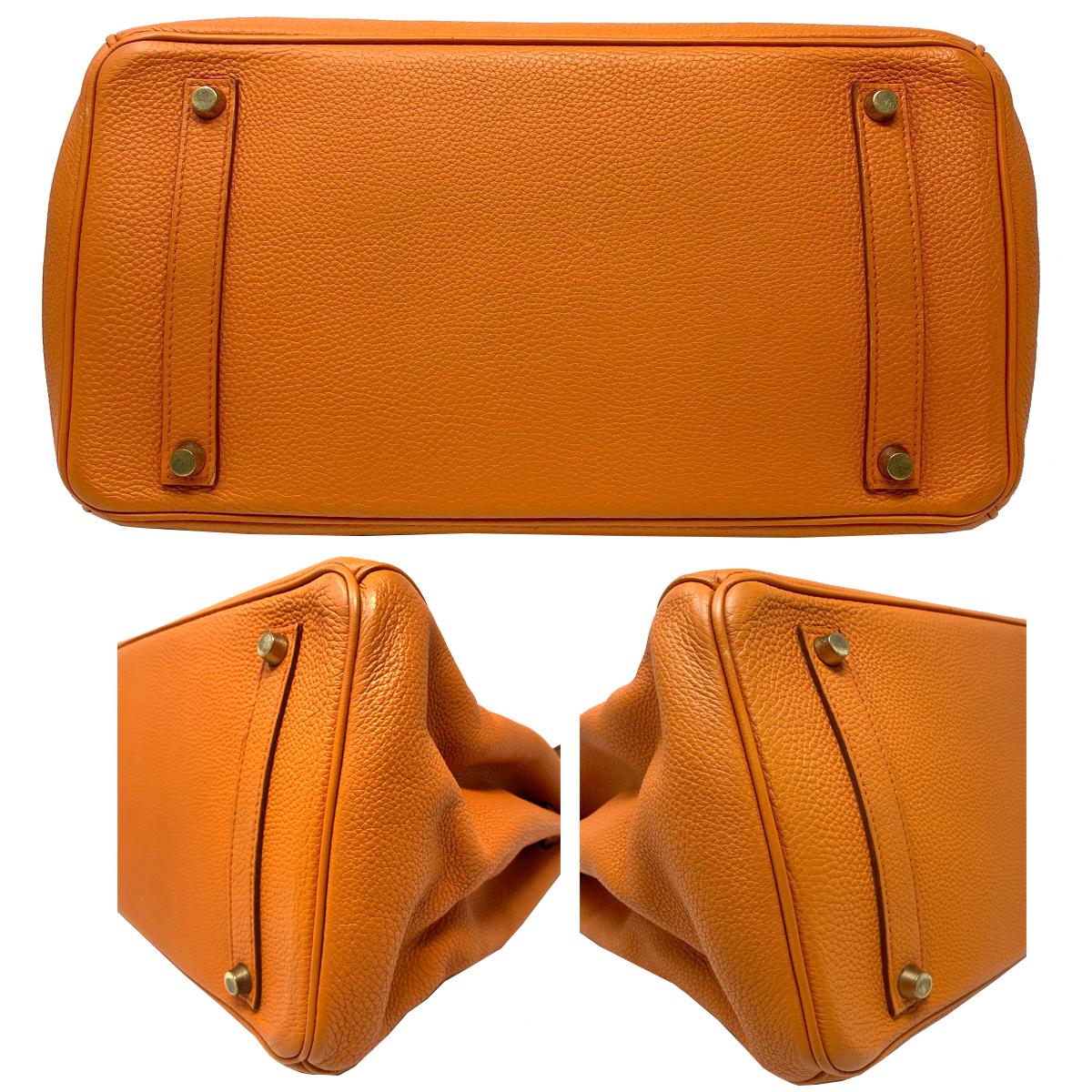 Hermes Birkin 35 Bag Togo Orange Leather GHW Top Handle Handbag For Sale 1