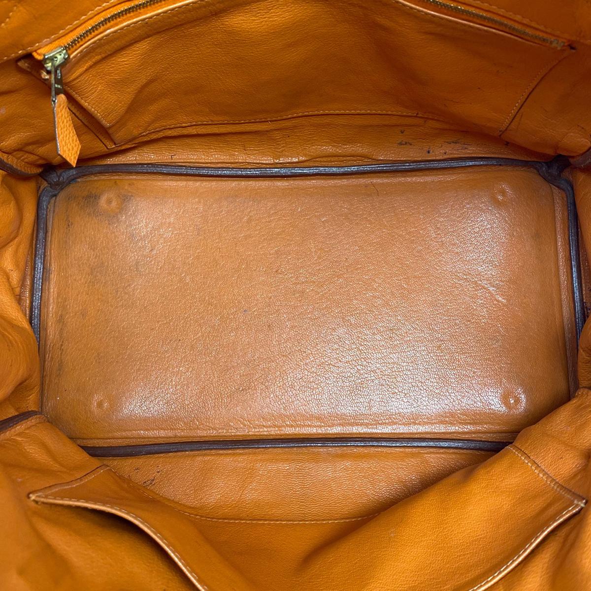 Hermes Birkin 35 Bag Togo Orange Leather GHW Top Handle Handbag For Sale 2