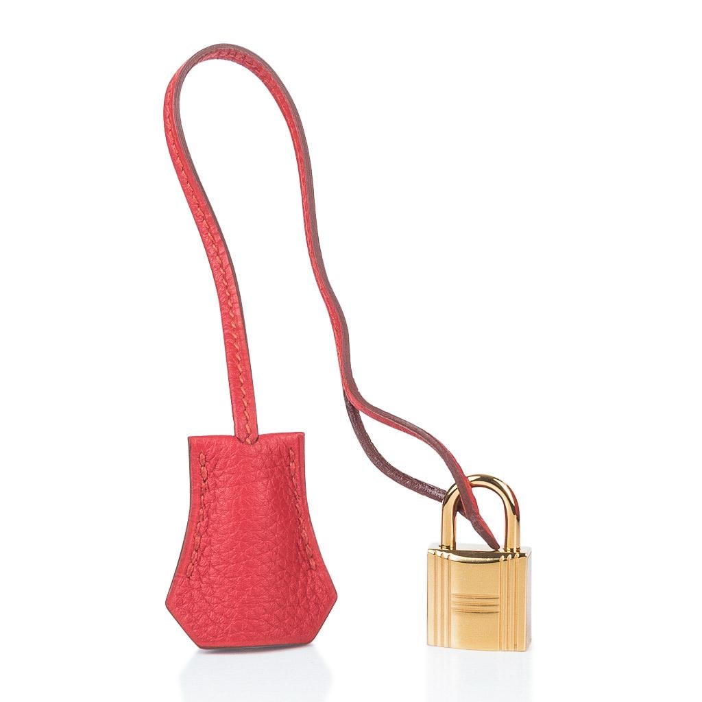 Women's Hermes Birkin 35 Vermillion Bag Togo Gold Hardware For Sale