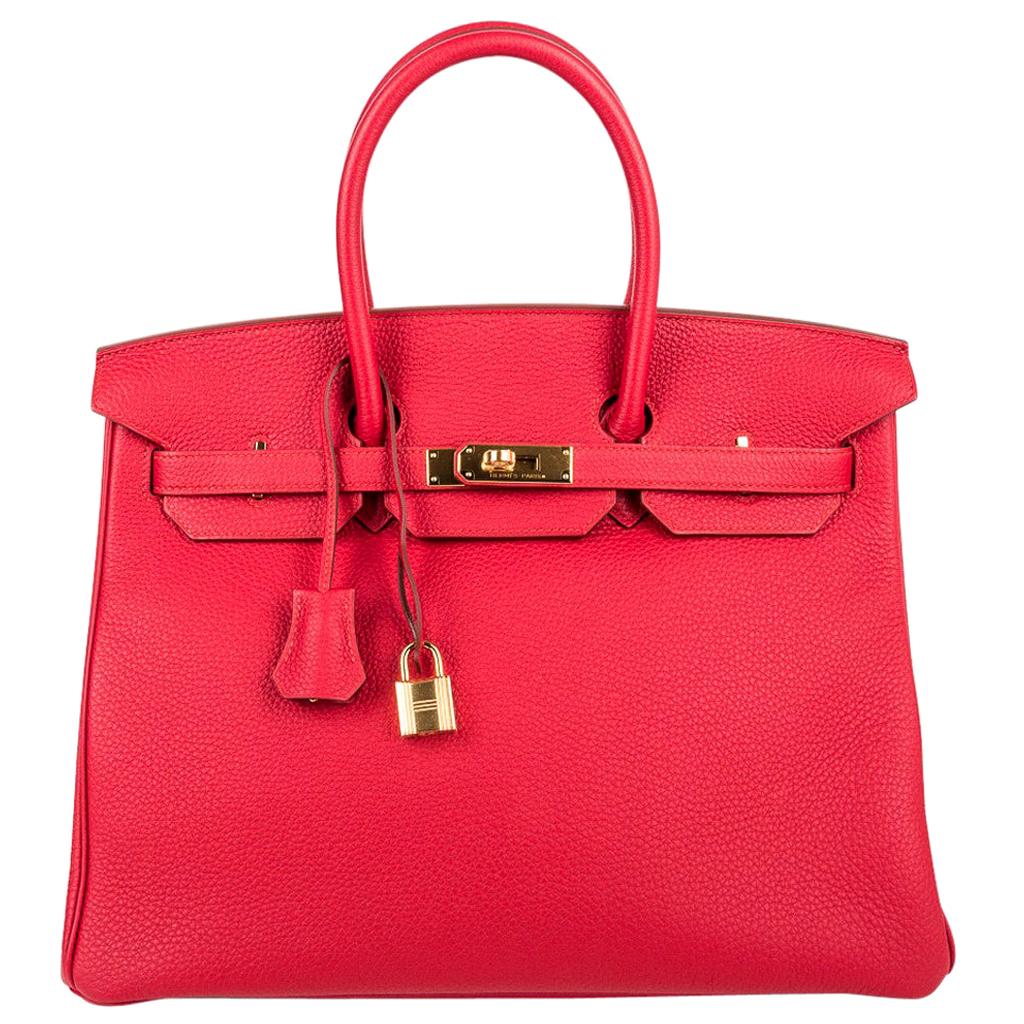 Hermes Birkin 35 Vermillion Bag Togo Gold Hardware For Sale At 1stDibs ...