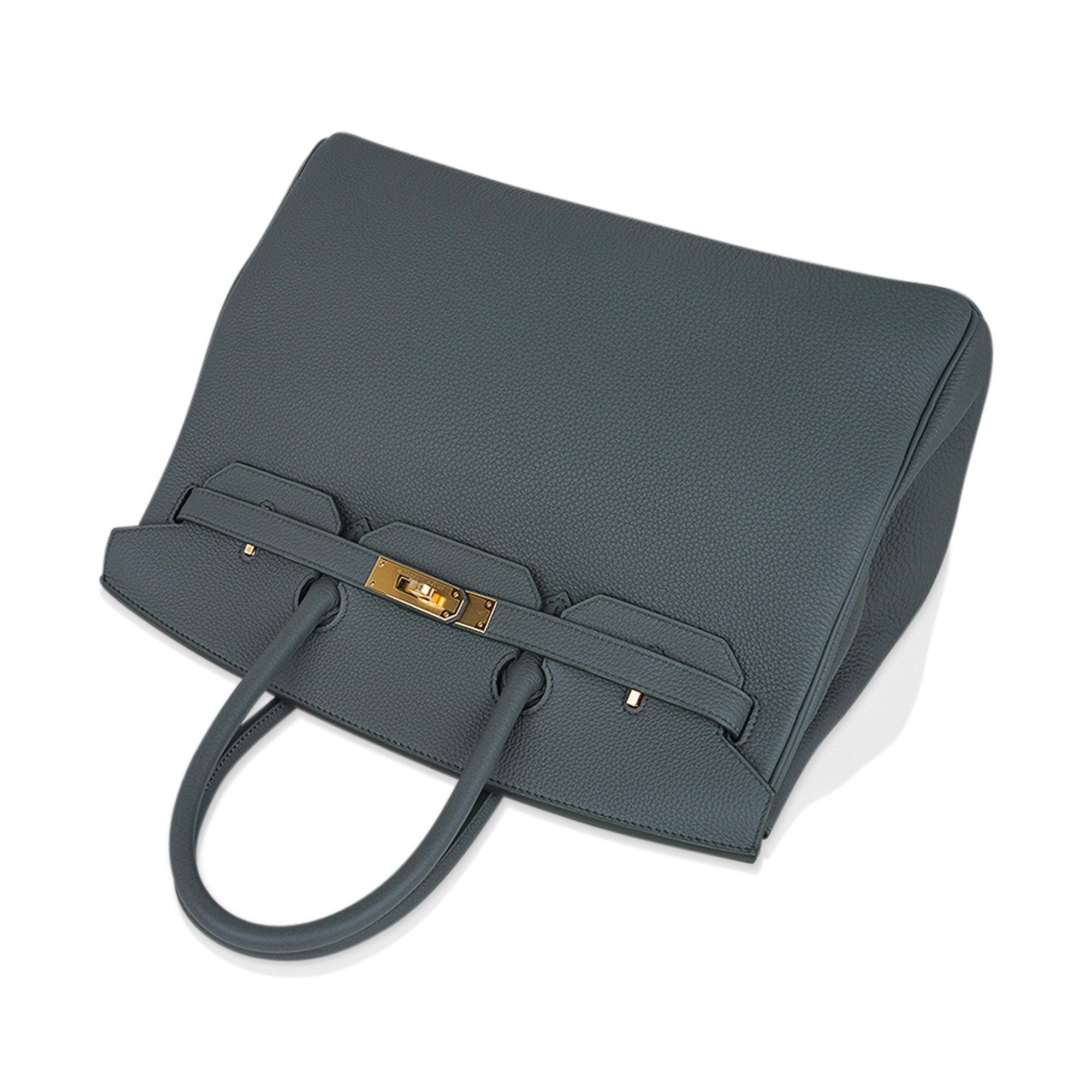Black Hermes Birkin 35 Bag Vert Amande Gold Hardware Togo Leather