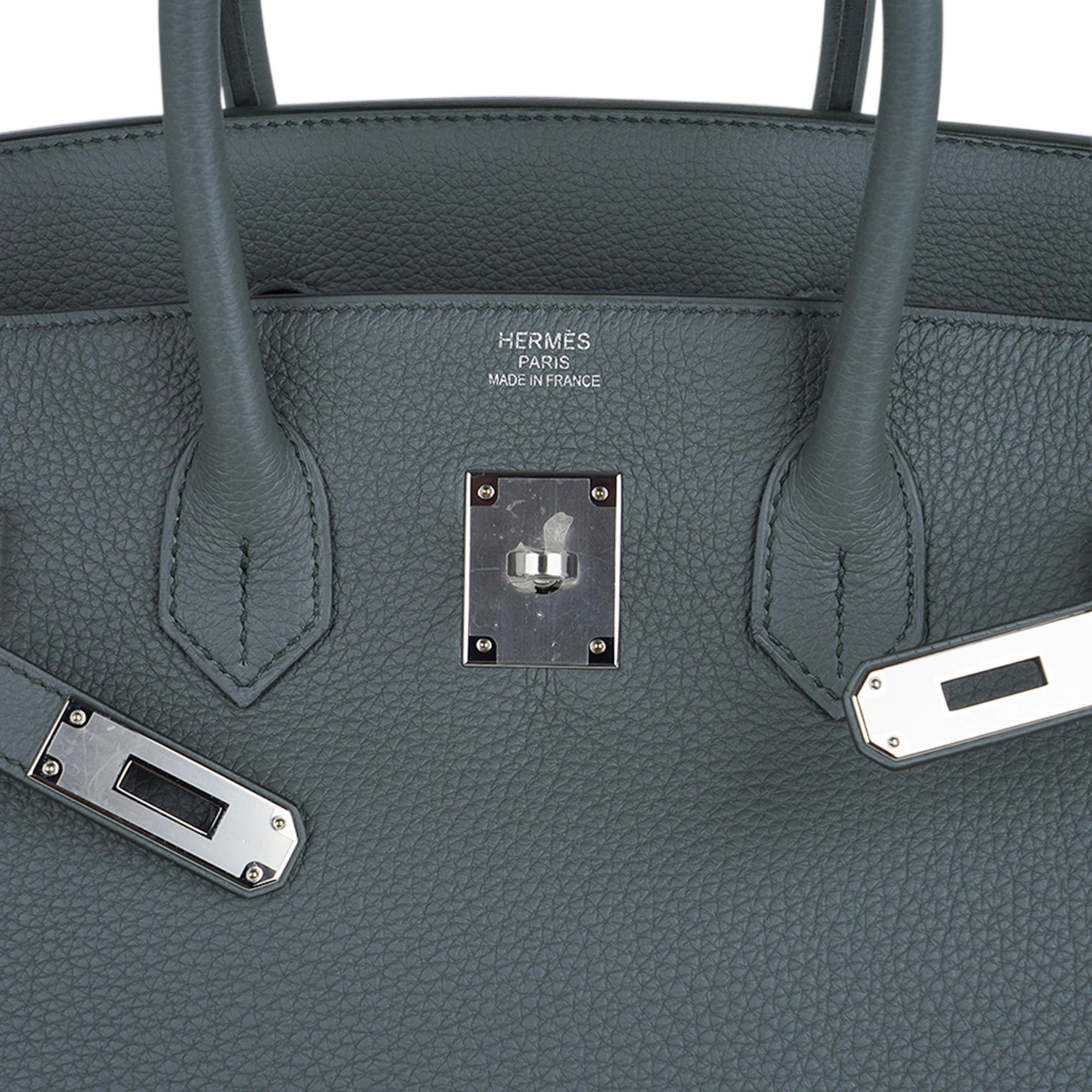 Hermes Birkin 35 Sac Vert Amande Palladium Hardware Togo Leather en vente 4