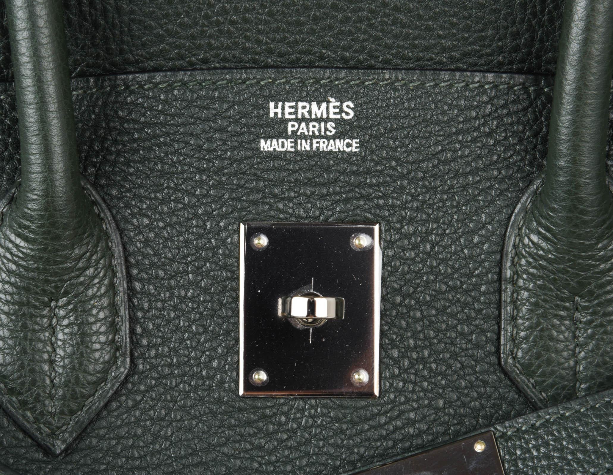 Hermes Birkin 35 Bag Vert Fonce / Vert Anis / Chartreuse Interior Ruthenium Togo 2