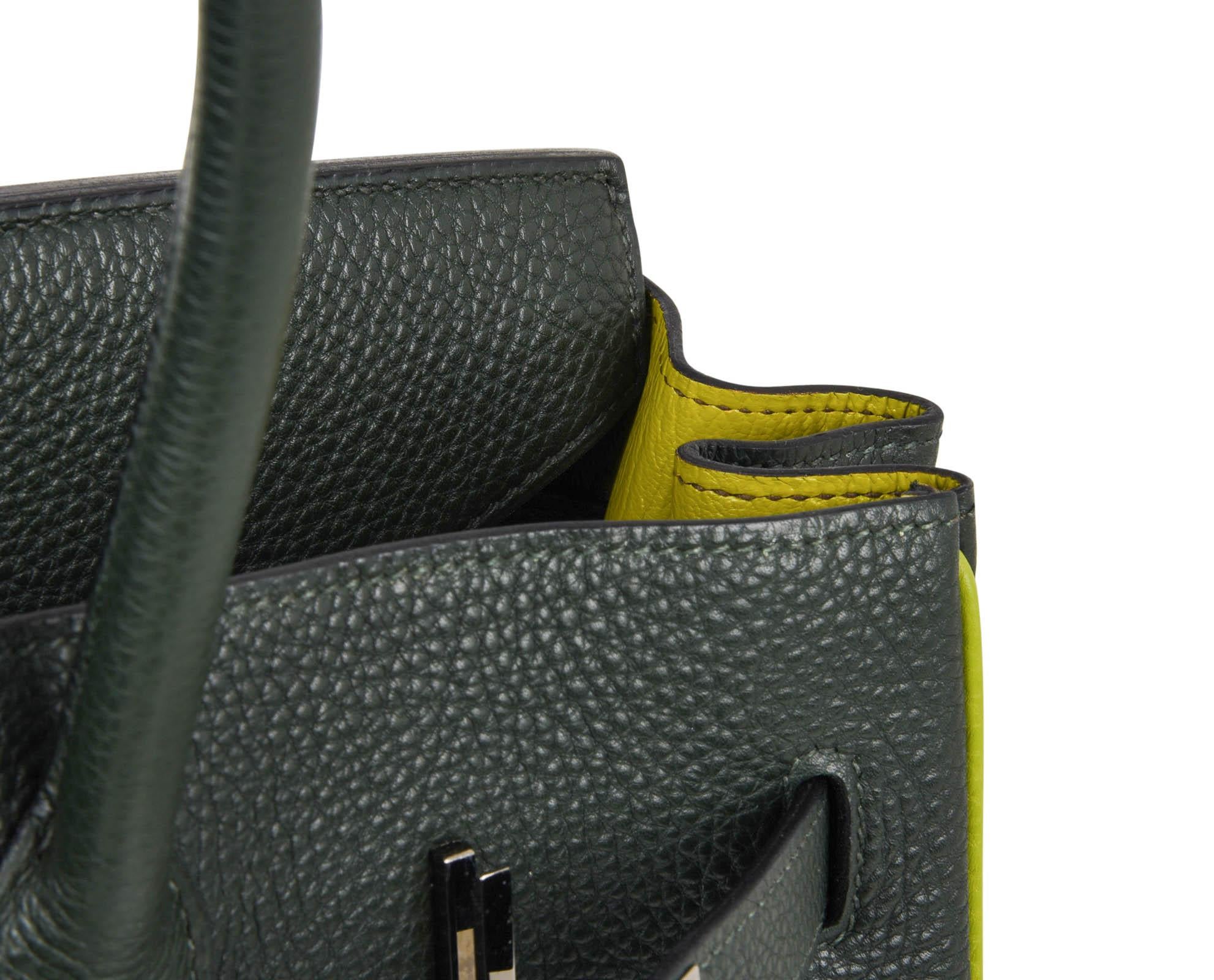 Hermes Birkin 35 Bag Vert Fonce / Vert Anis / Chartreuse Interior Ruthenium Togo 3