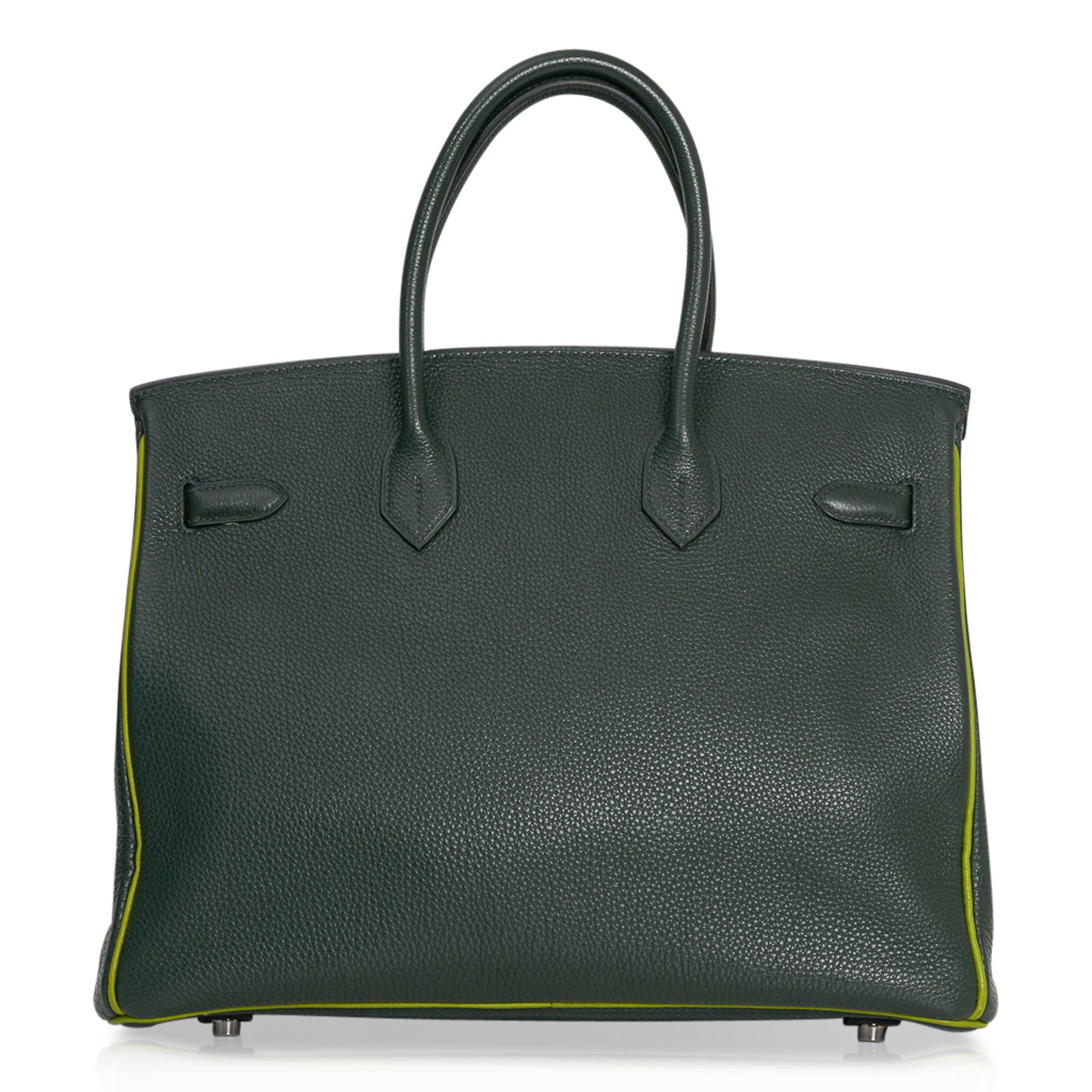 Hermes Birkin 35 Bag Vert Fonce / Vert Anis / Chartreuse Interior Ruthenium Togo 1